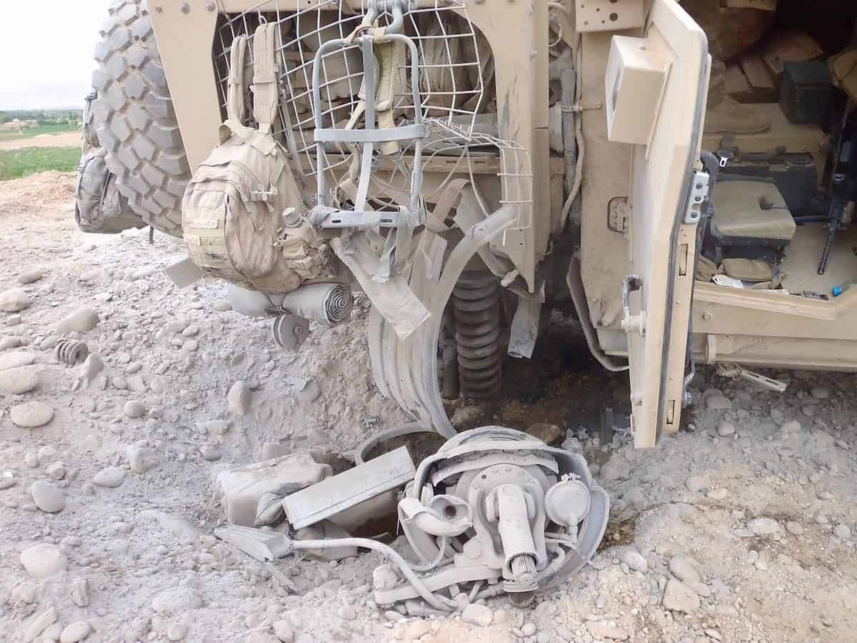 The seat William was sitting in when this vehicle triggered an IED (improvised explosive device).