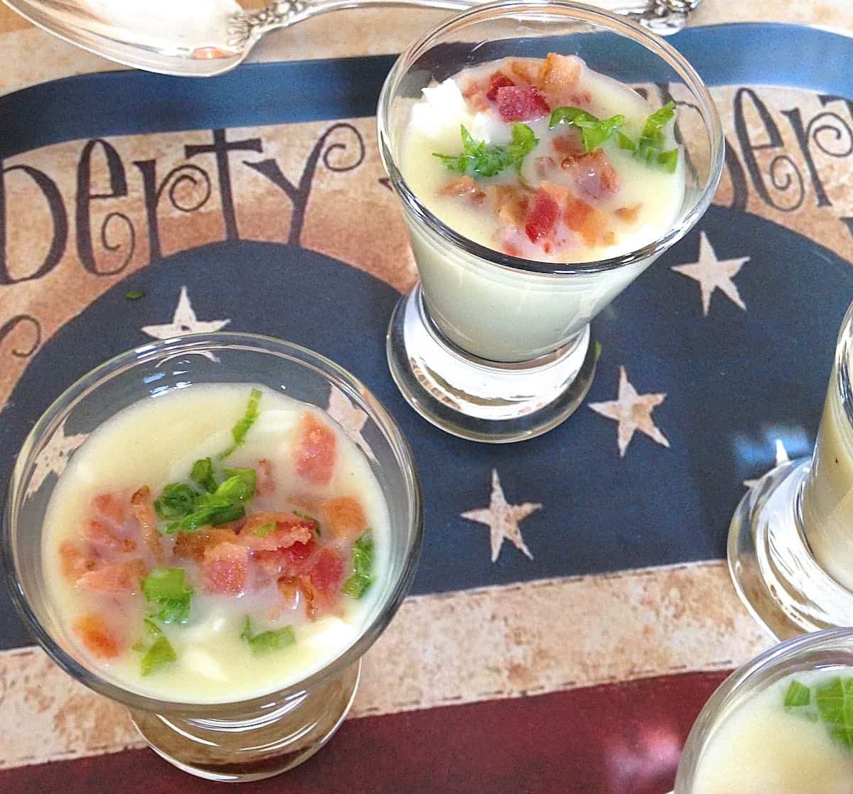 Potato leek soup shooters.