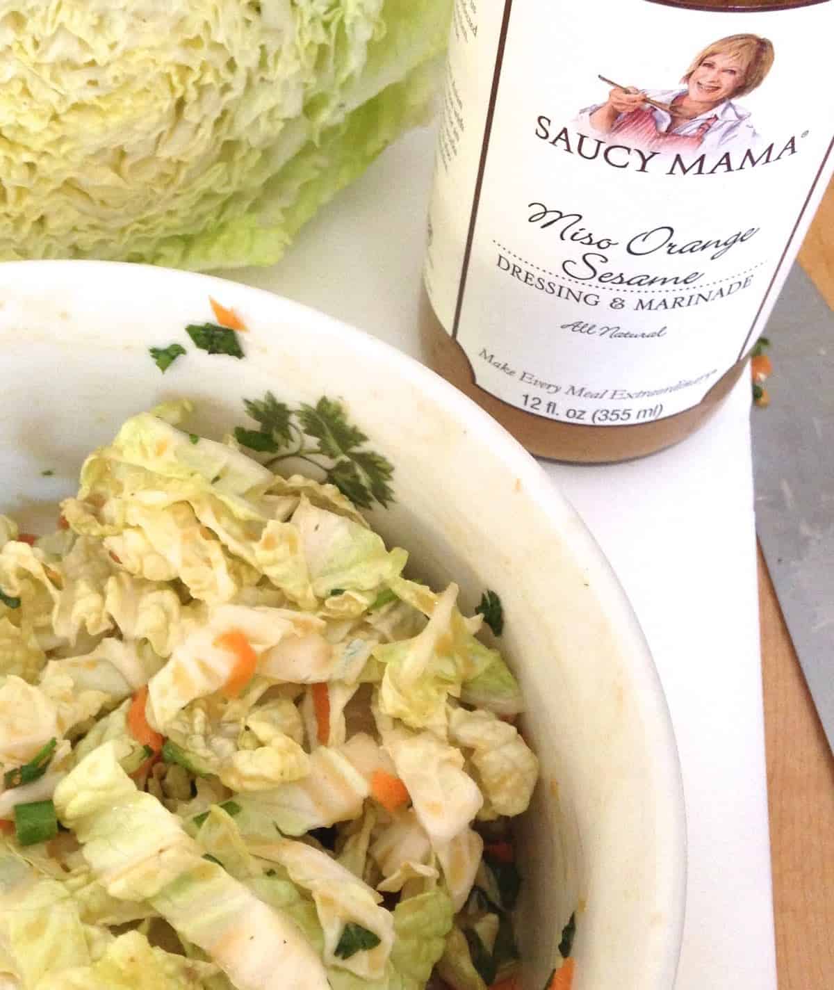 Miso, Orange  & Sesame Napa cabbage slaw for stir-fried pork grilled cheese