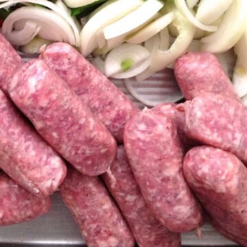 That's Italian sausage and onions for the best Cranberry Sausage Stuffed Apples.