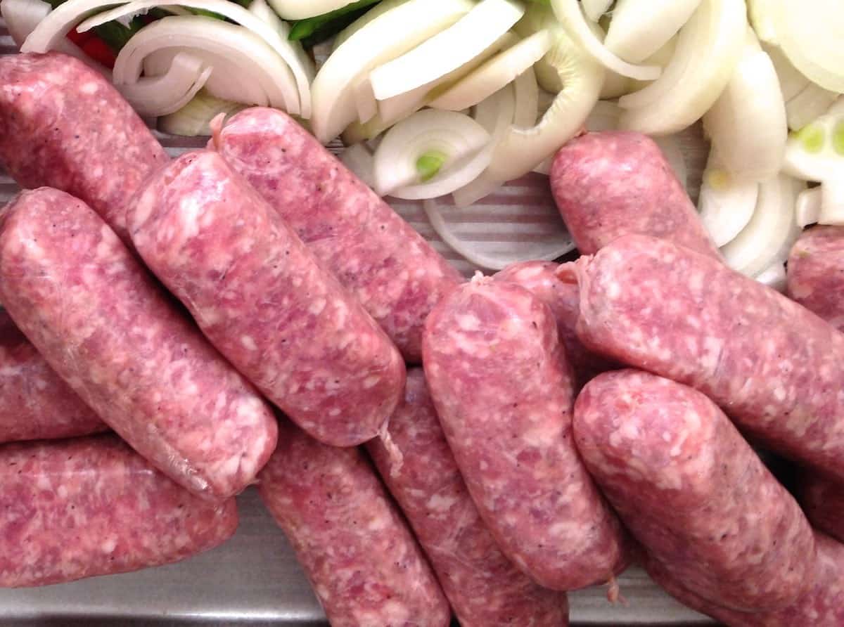 That's Italian sausage and onions for the best Cranberry Sausage Stuffed Apples.