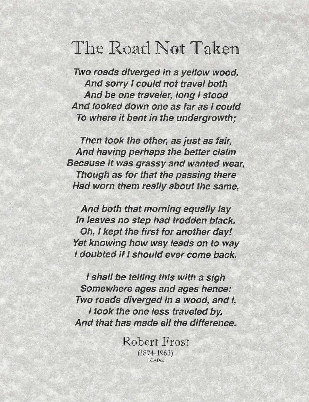 Robert Frost Poem The Road Not Taken is like crossing a bridge