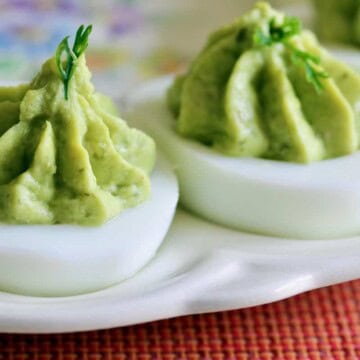 Salsa verde deviled eggs.