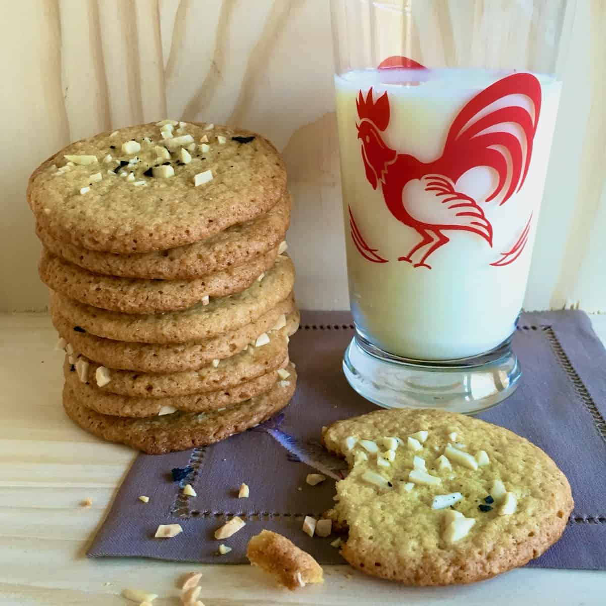 Almond cookies and milk.