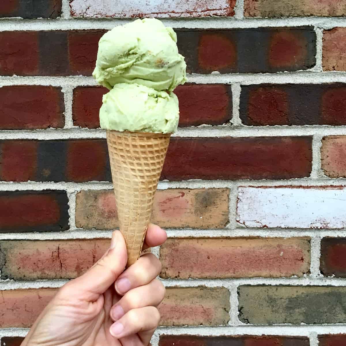 Avocado ice cream cone.