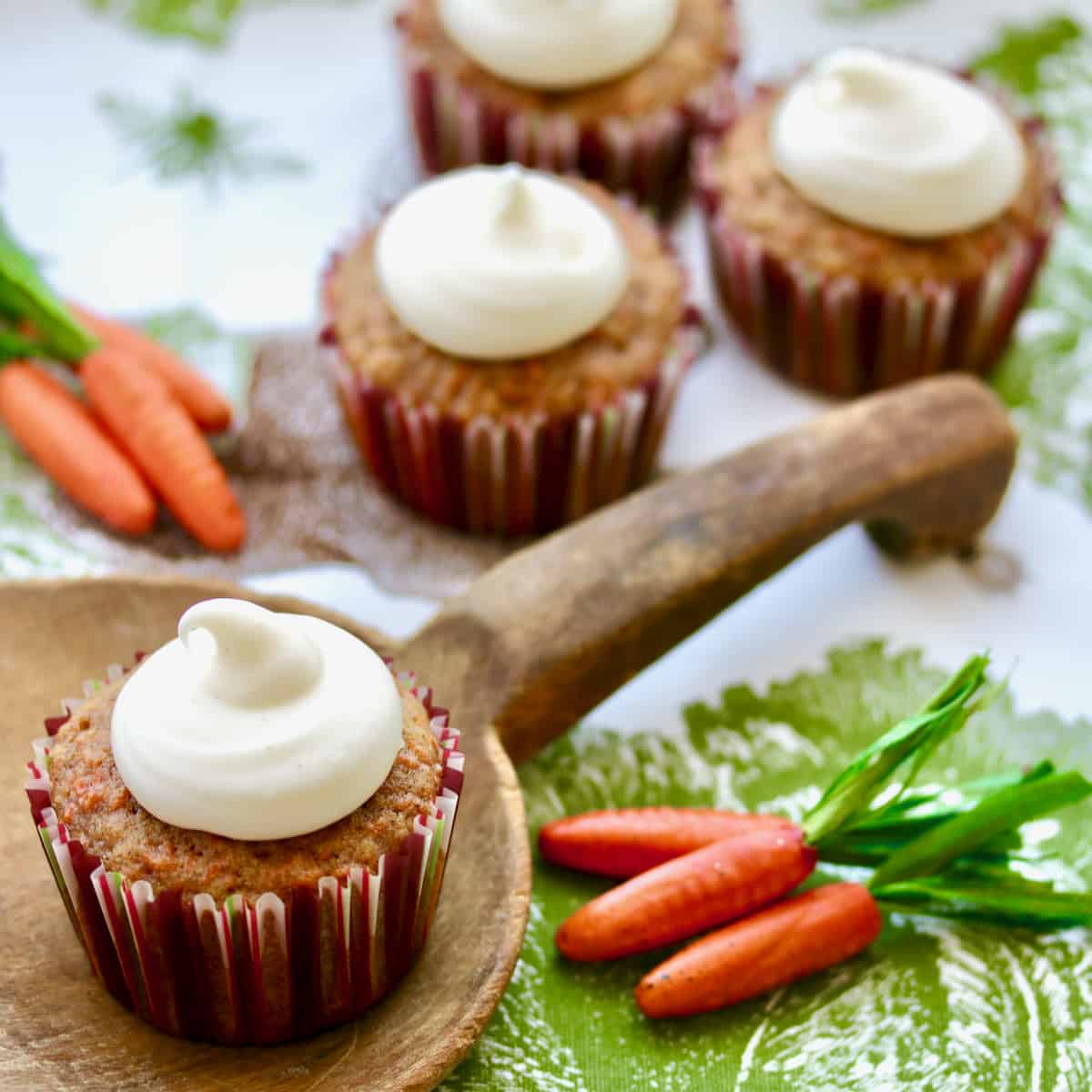 Frosted applesauce carrot cupcakes.