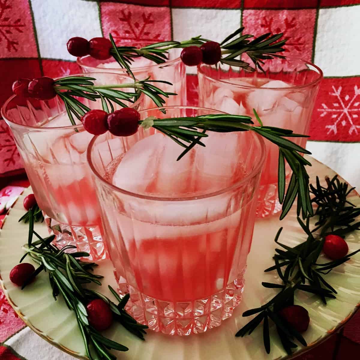 Glasses of cranberry pear rosemary spritzer best cranberries for all seasons.