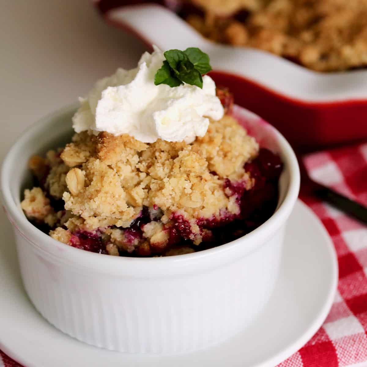 Frozen fruit oatmeal cookie crumble.