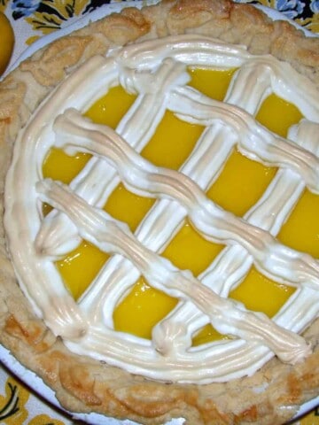 Lattice lemon meringue pie.