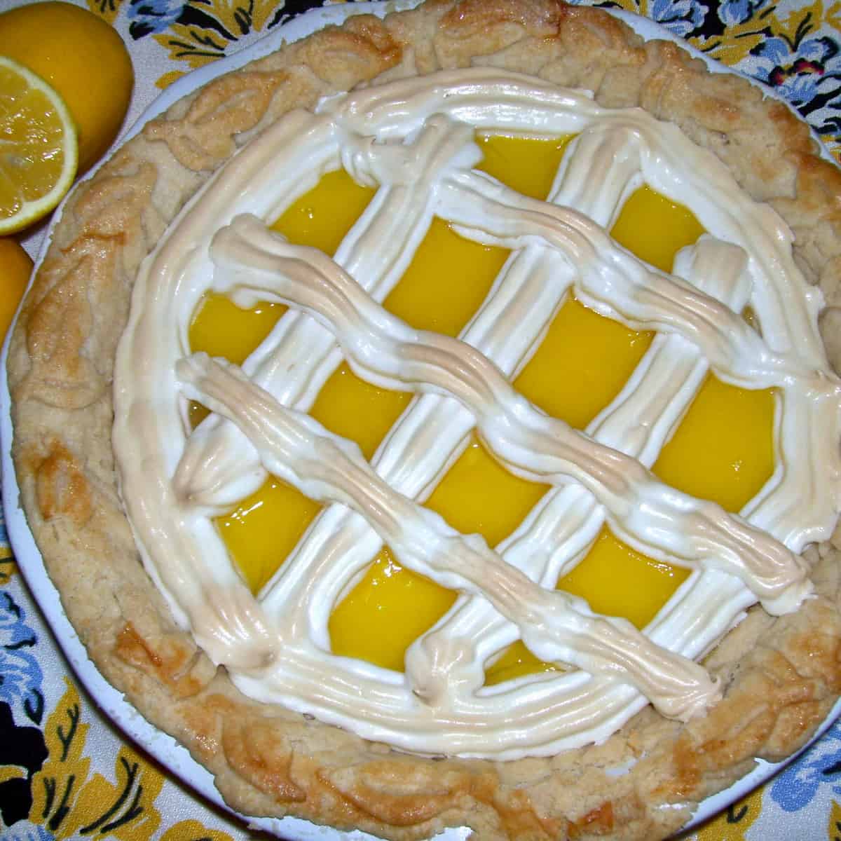 Lattice lemon meringue pie.