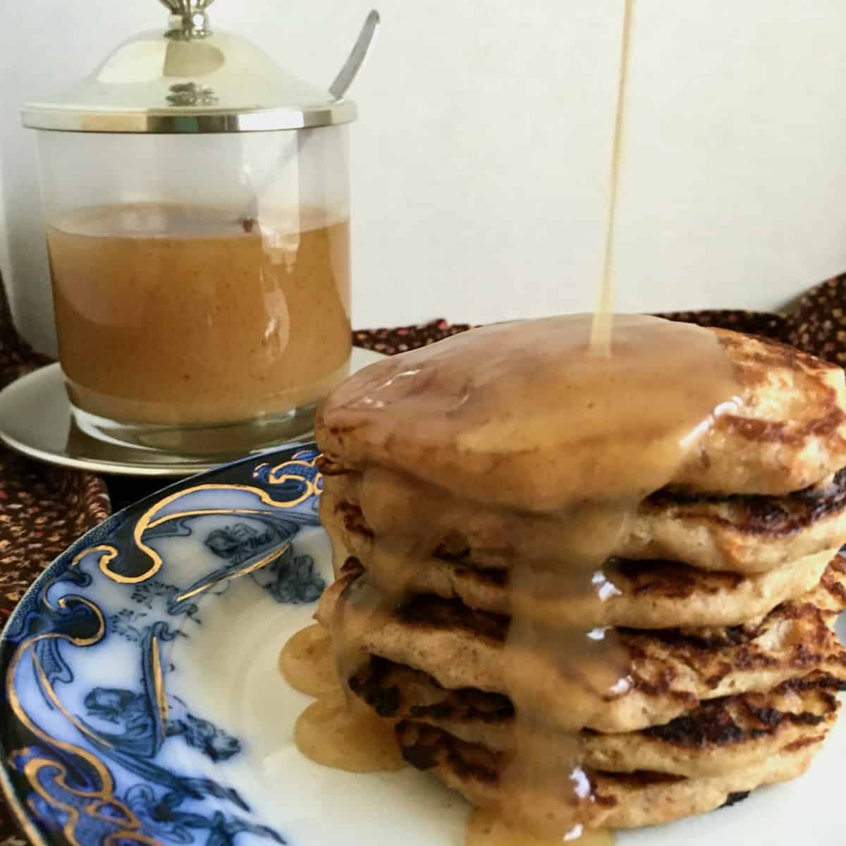 Carrot pancakes and buttermilk syrup.