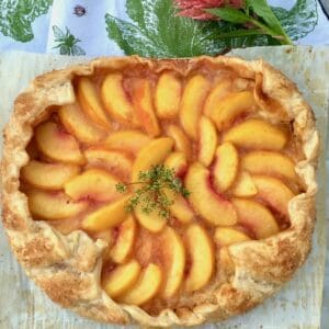 Rose petal peach tart.