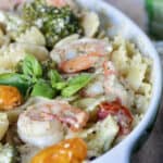 Surf & turf pesto pasta.