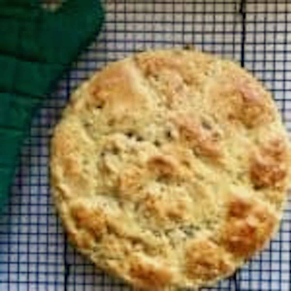 Irish soda bread on rack.