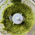 Carrot tops basil pesto.