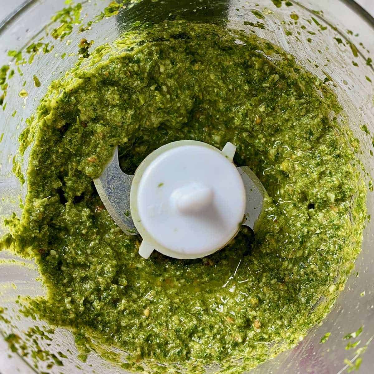 carrot tops basil pesto