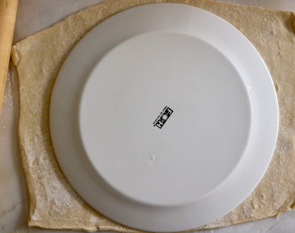 Using a plate as a template.