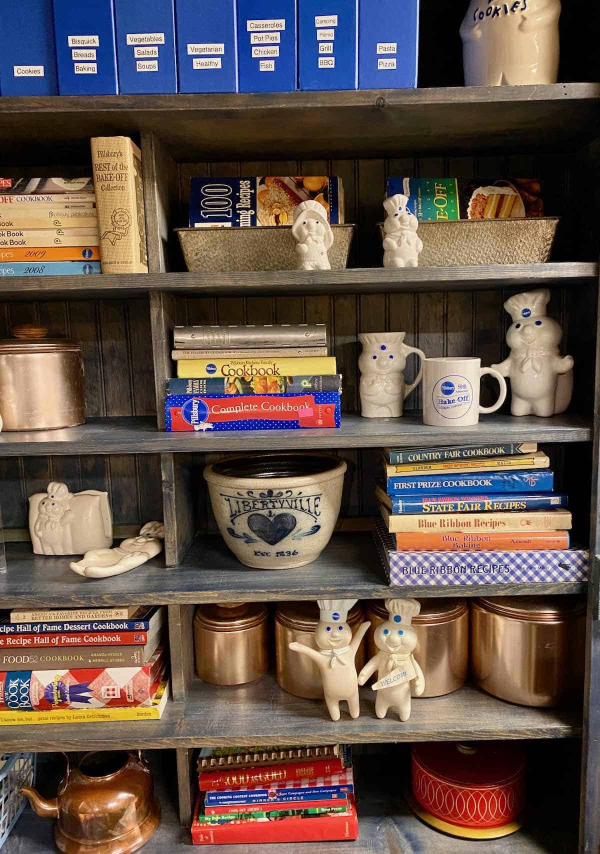 the culinary cellar shelves of Pillsbury bake-off memorabilia