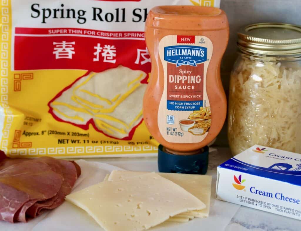 ingredients for reuben egg rolls