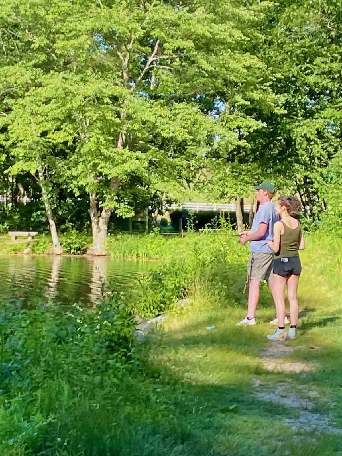 A young couple fishing.