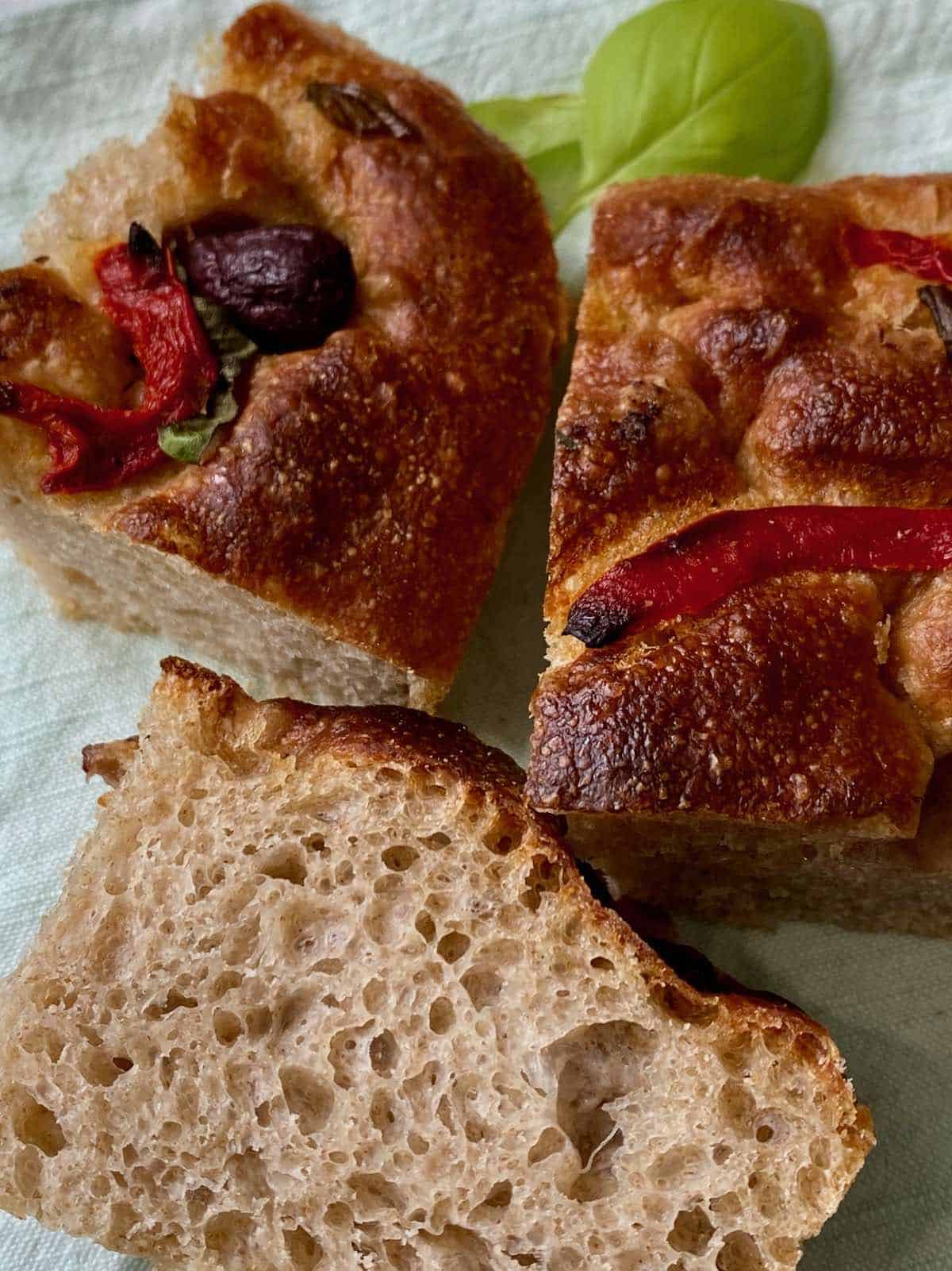 Slices of focaccia bread