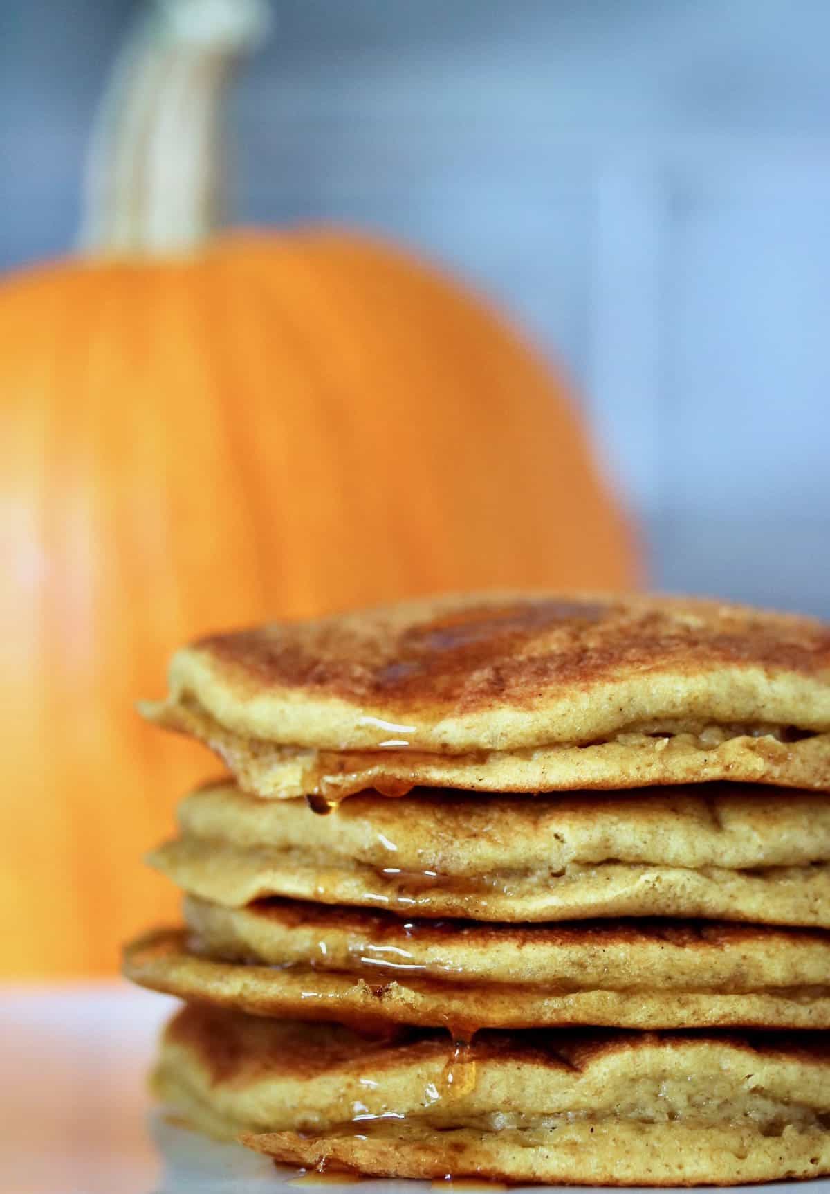 A stack of the best Pumpkin Butter Pancakes.