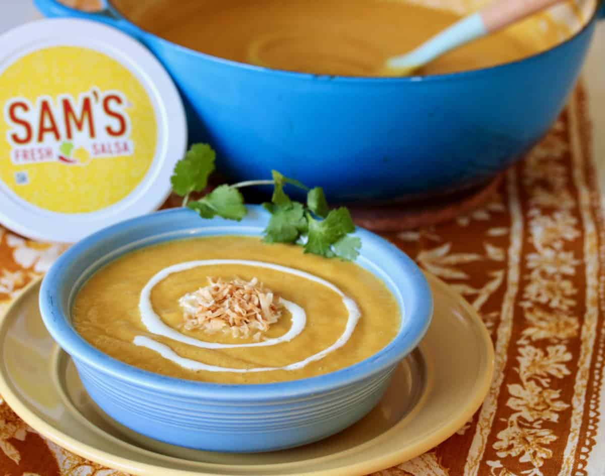 Tropical Butternut Squash Soup with Sam's Salsa.