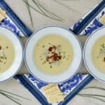 Creamy oyster potato leek soup.