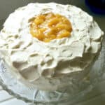 Angel food Cake with whipped cream and peaches and a moment of silence.