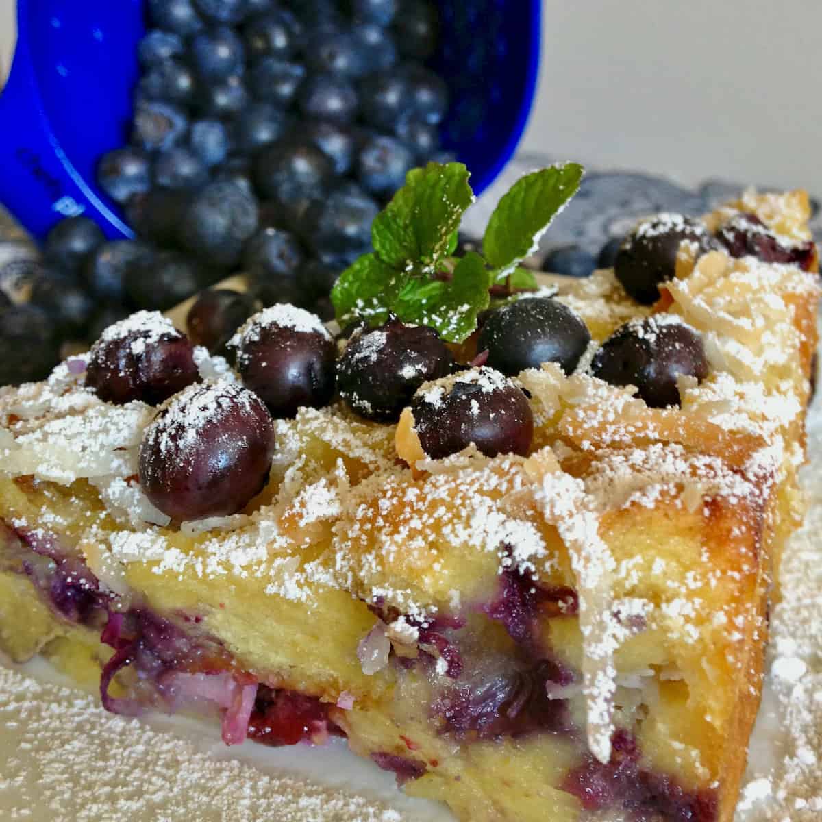 Blueberry Coconut Bread Pudding.