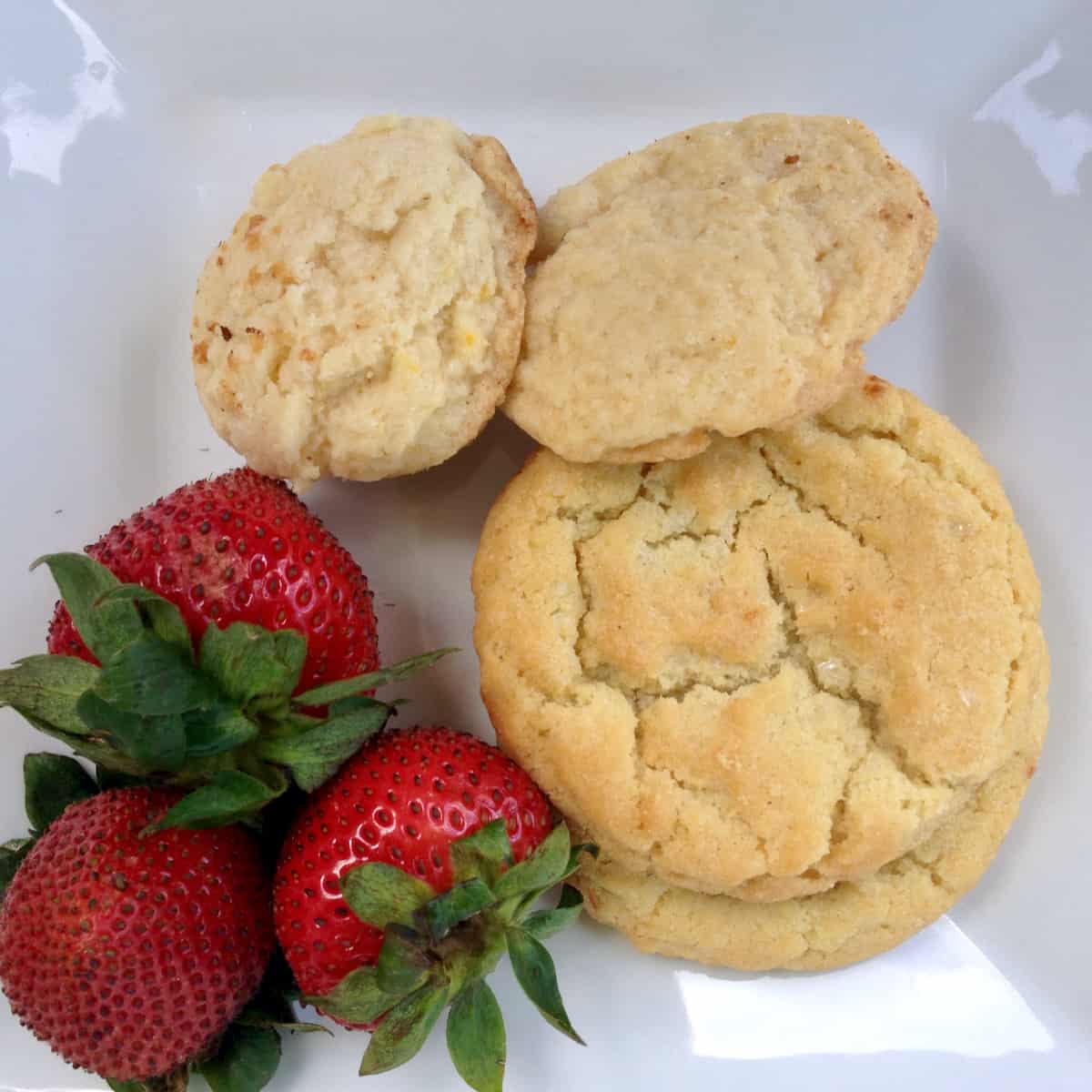 Lemon cookies and strawberries.