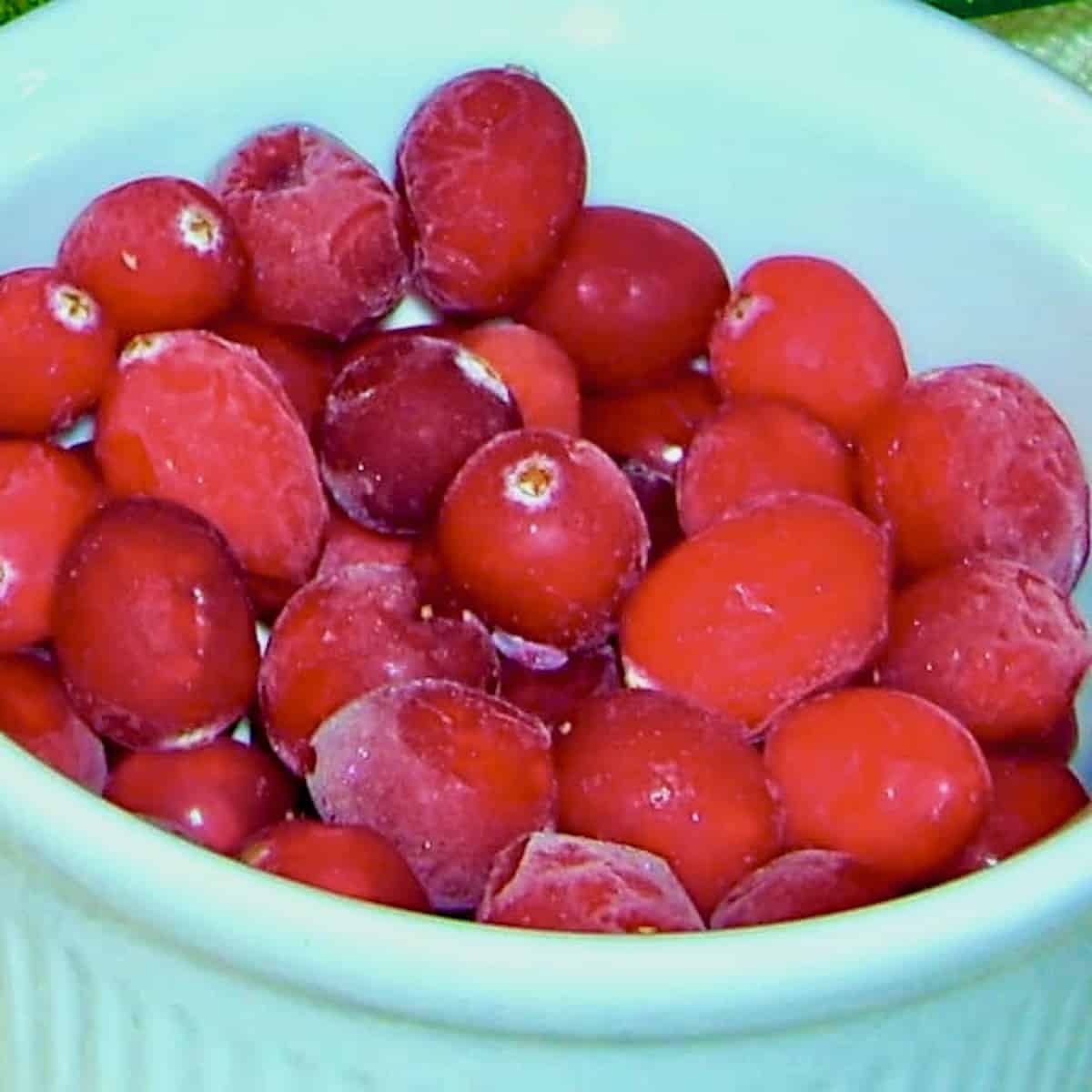 Frozen cranberries for Cranberry Sausage Stuffed Apples.