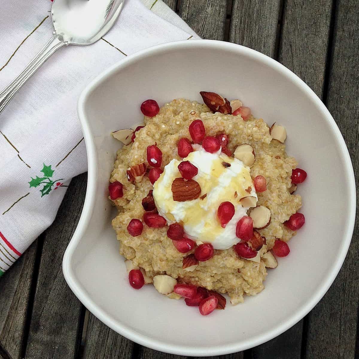 Toasted quinoa pomegranate pudding.