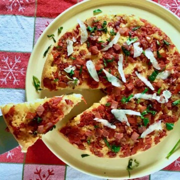 Slice of tomato pie.
