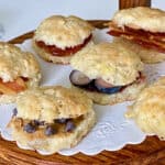 Tea party biscuits with a variety of fillings.