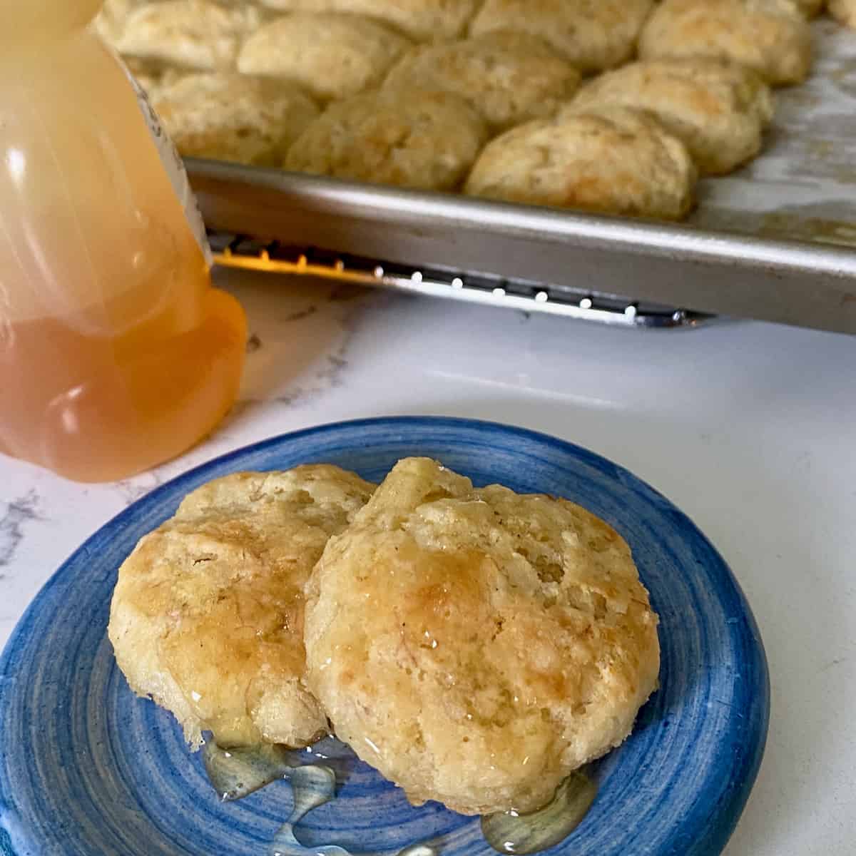 Buttermilk banana biscuits with honey.