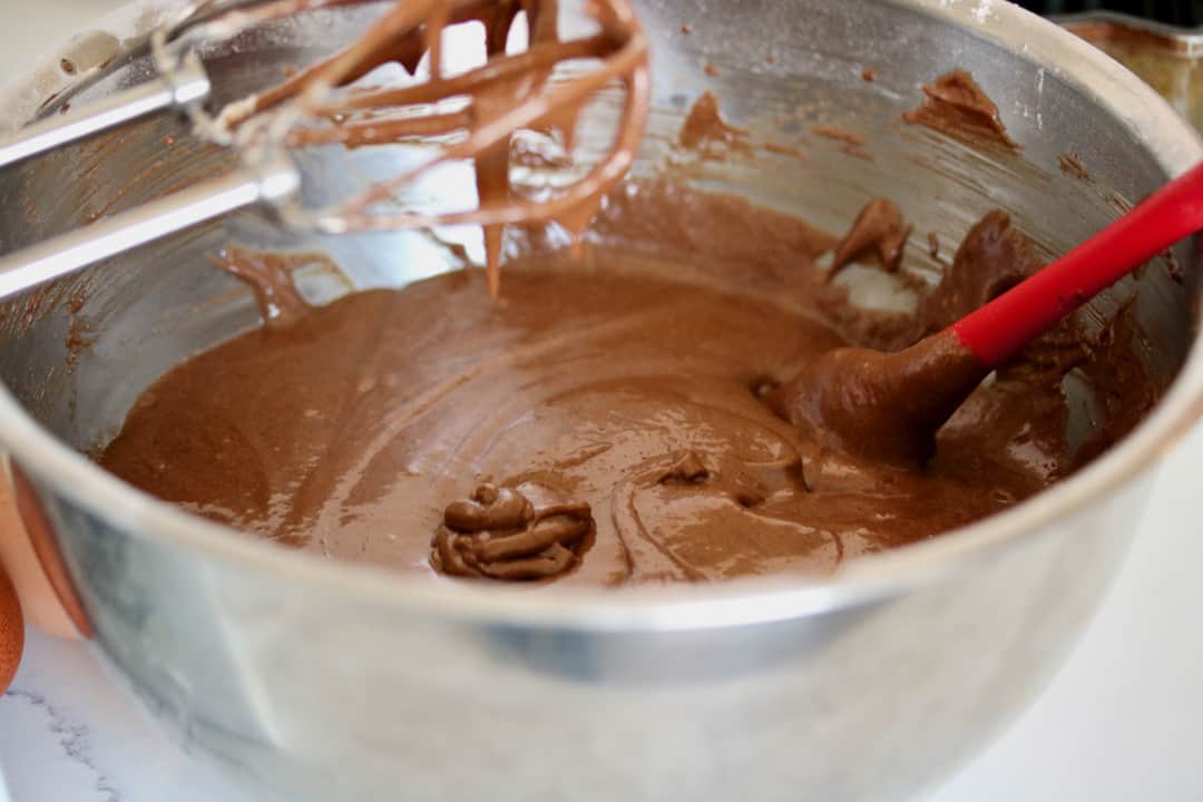 Chocolate bundt cake batter.