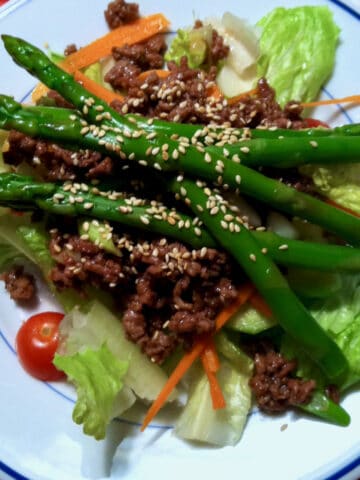 Steamed asparagus salad.