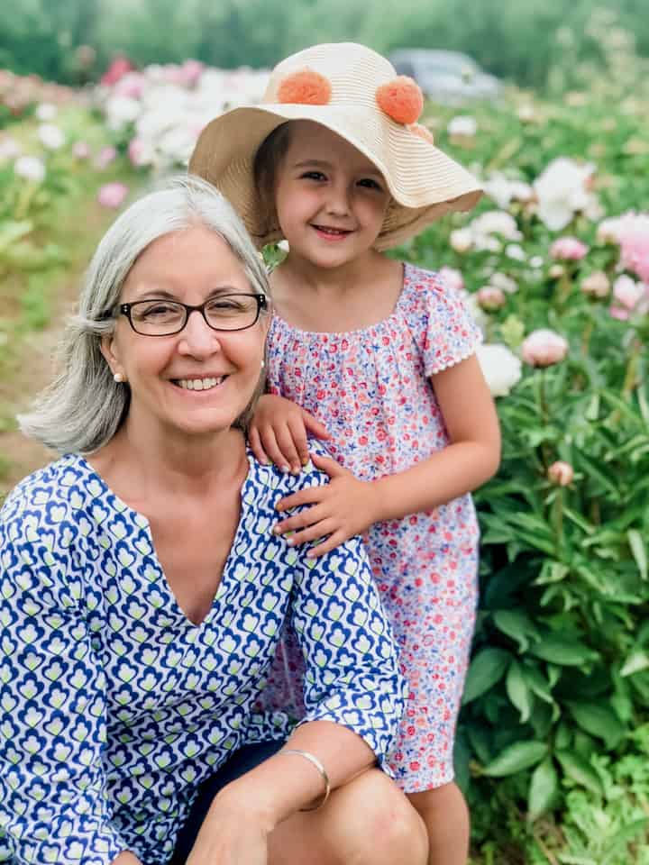 Me and my granddaughter in peony garden.