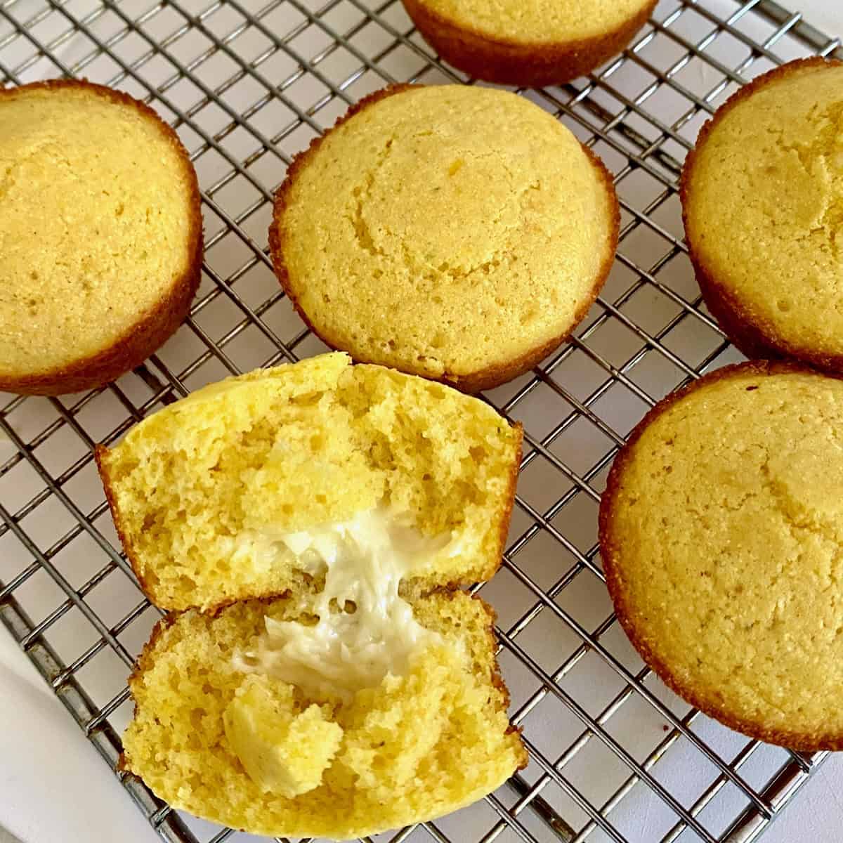 Cheese filled cornbread muffins.