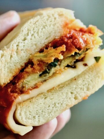 Authentic crisp eggplant parmesan.