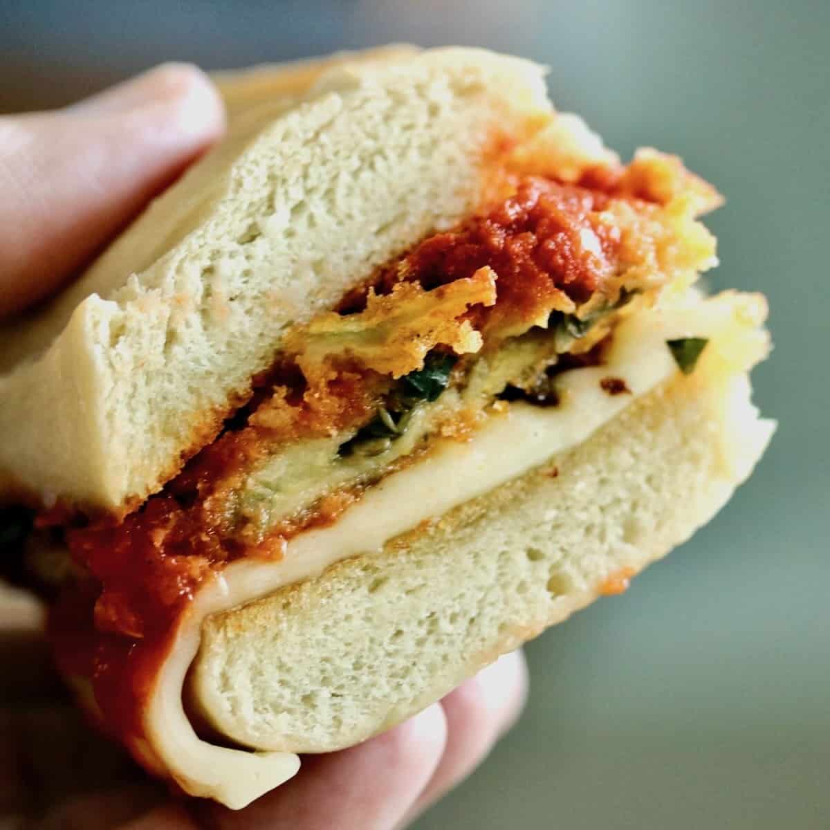 Authentic crisp eggplant parmesan.