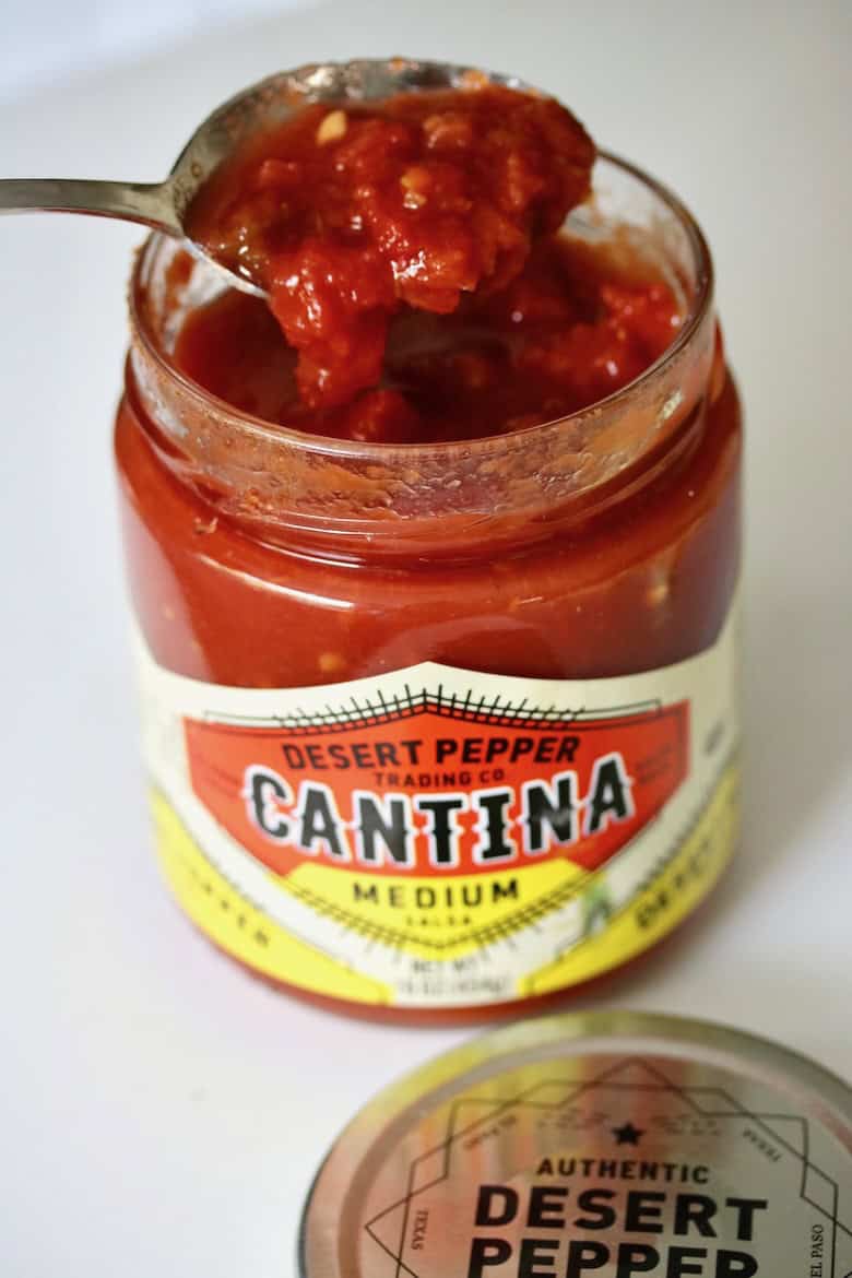 Spoonful of cantina salsa.
