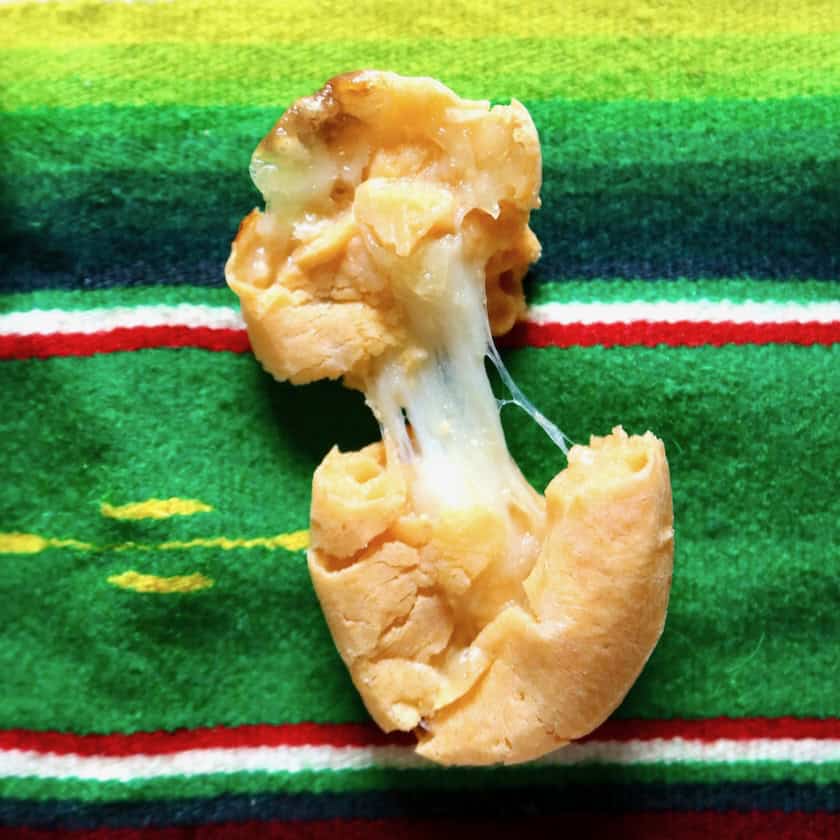 Queso bread cheese pull.
