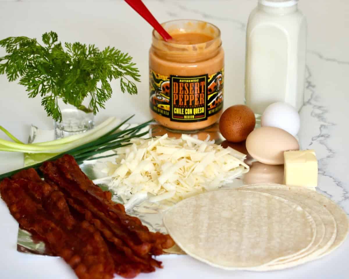 Ingredients for corn tortilla casserole.