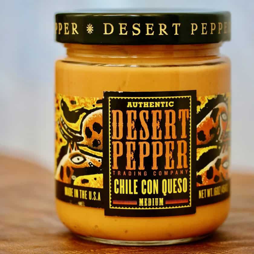 Jar of Desert Pepper queso.