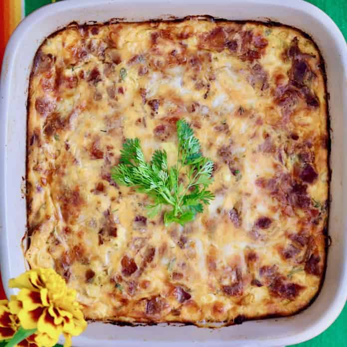 Corn tortilla casserole.