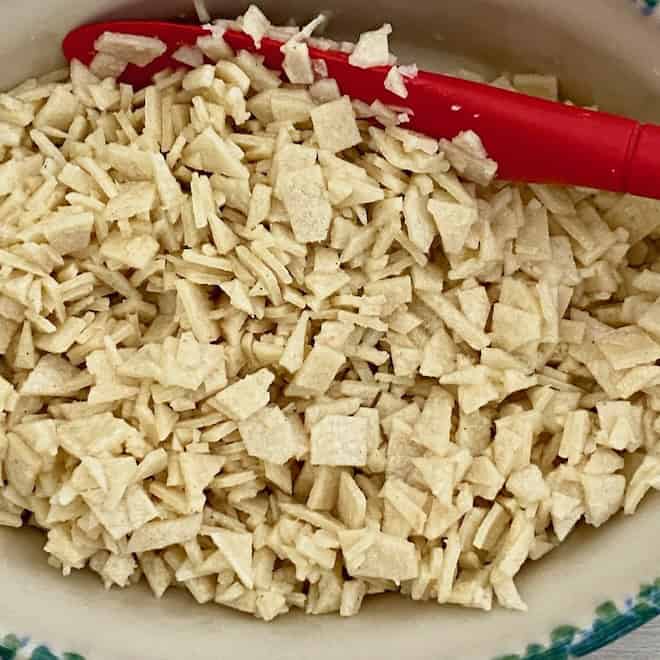 Chopped corn tortillas.