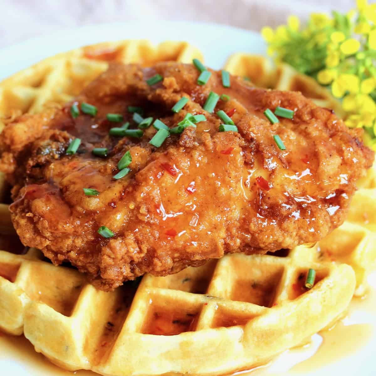 Sous vide fried chicken and waffles.