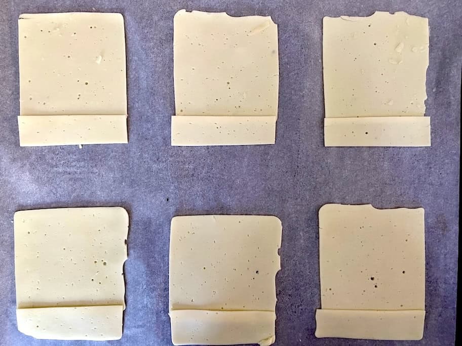American cheese on baking paper.
